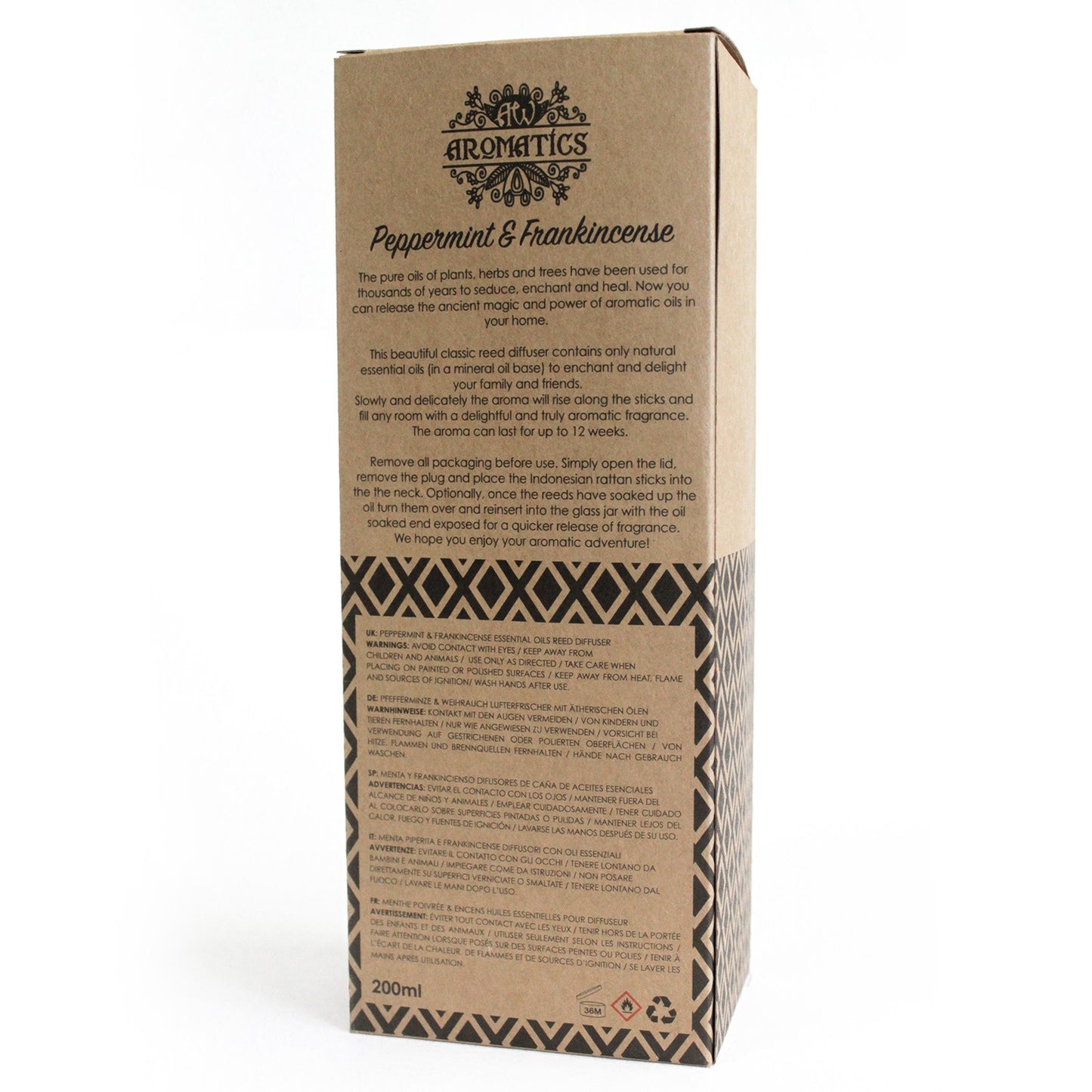Reed Diffuser - Peppermint & Frankincense Essential Oil - 200 ml