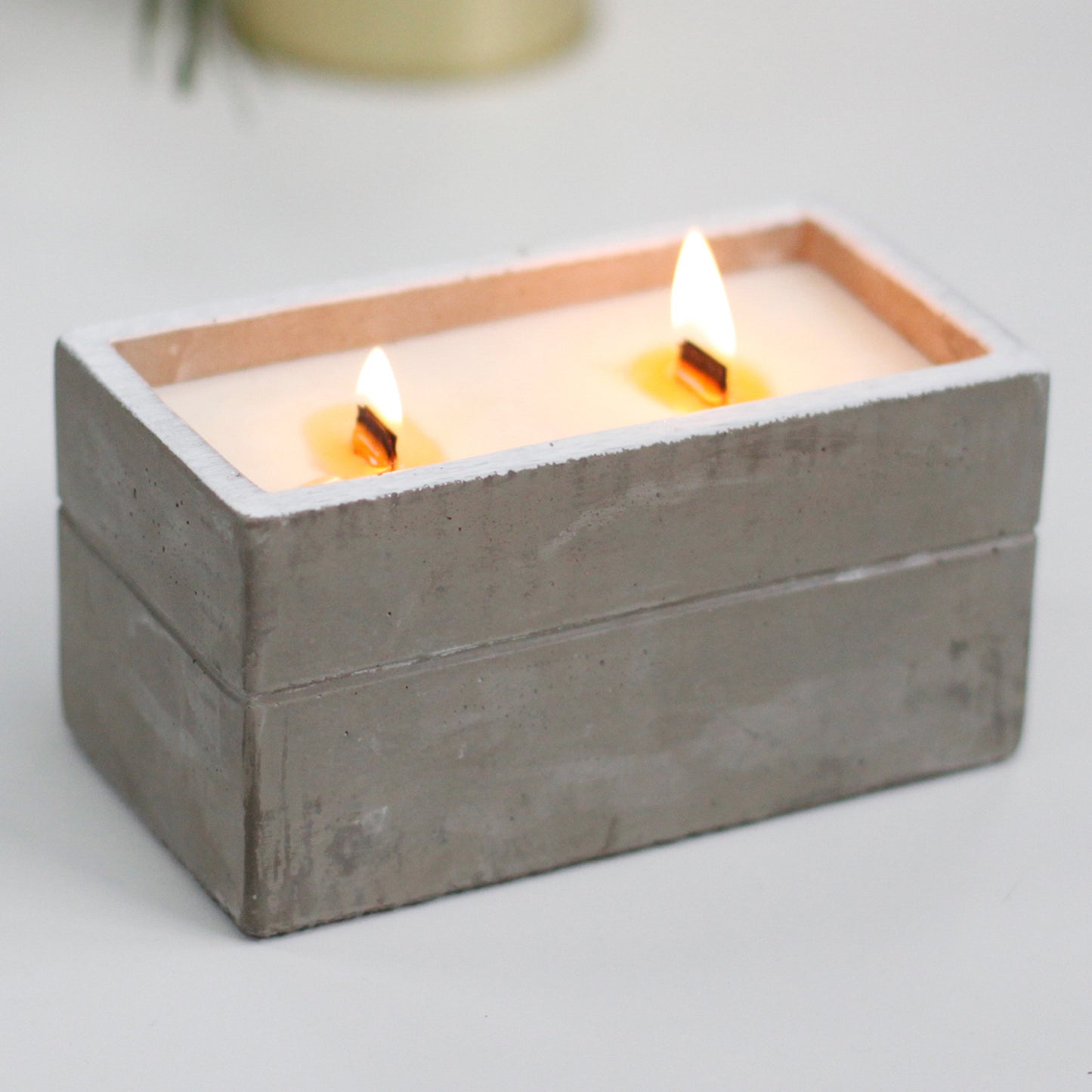 Wooden Wick Concrete Pot Scented Candle - Clove & Dark Sandalwood - Large