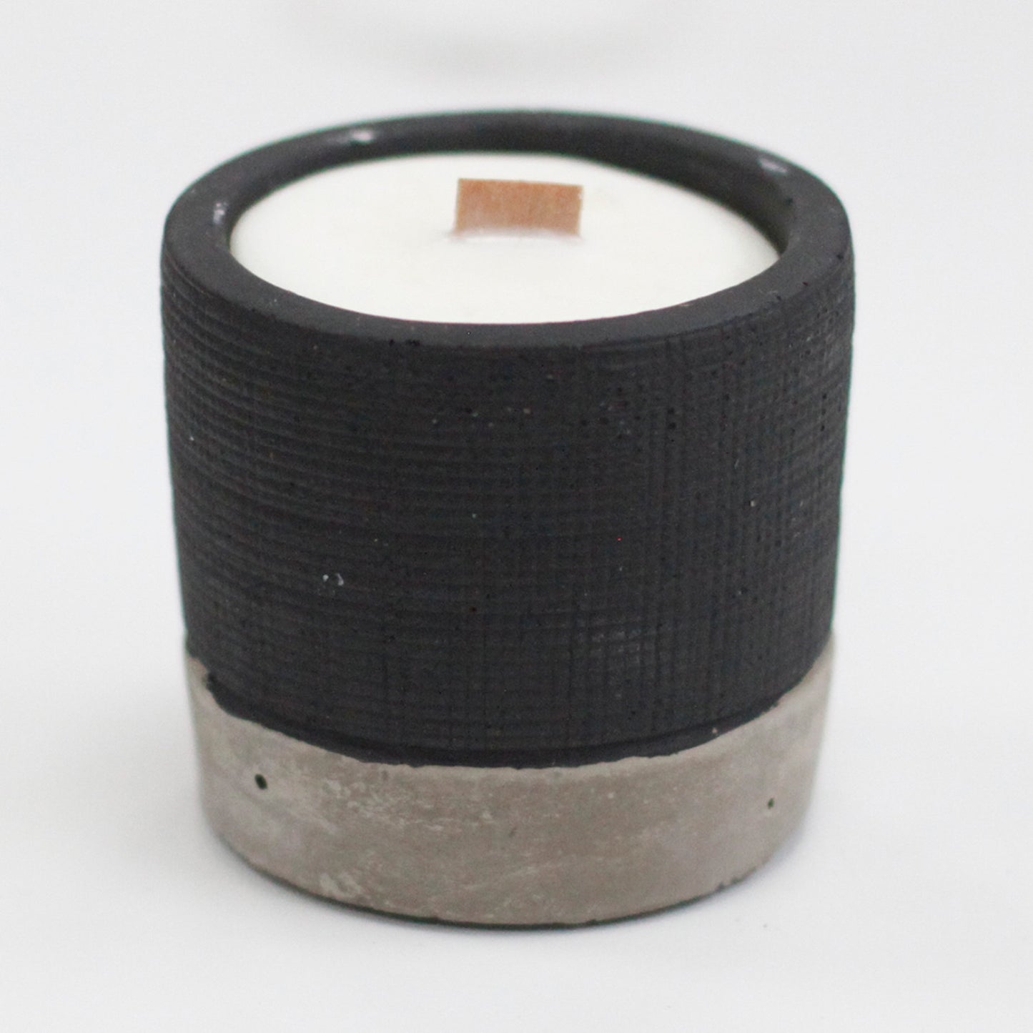 Wooden Wick Concrete Pot Scented Candle - Brandy Butter - Black