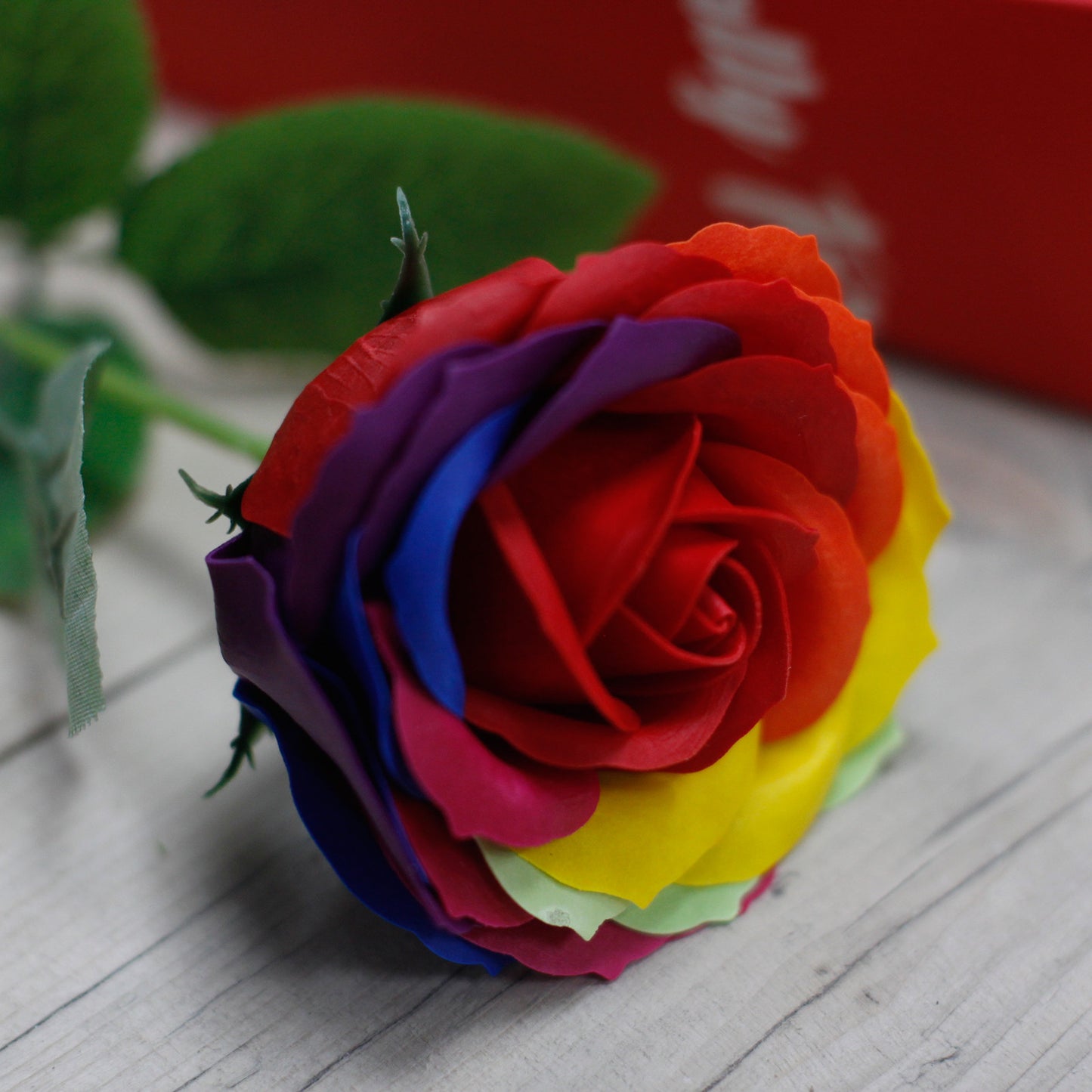 Luxury Soap Flower - Single Rose - Rainbow Rose
