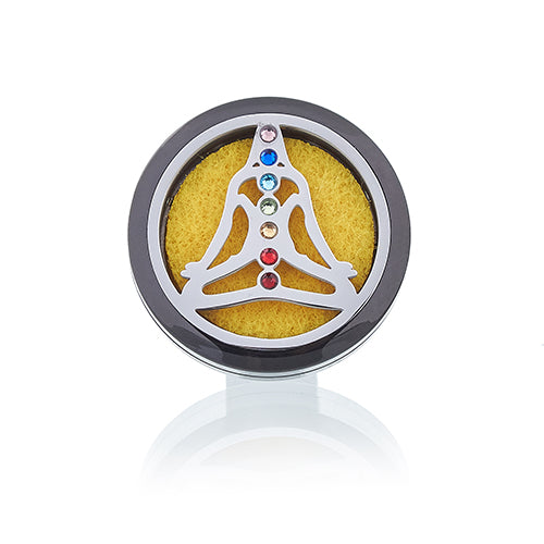 Car Diffuser Set - Pewter Yoga Chakra - 30 mm