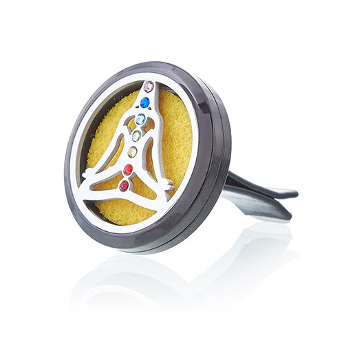 Car Diffuser Set - Pewter Yoga Chakra - 30 mm