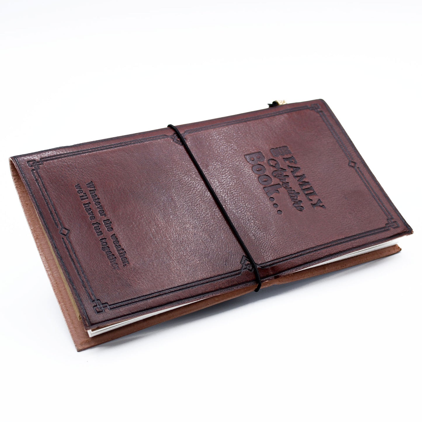 Handmade Leather Journal - Our Family Adventure Book - Brown - 80 pages