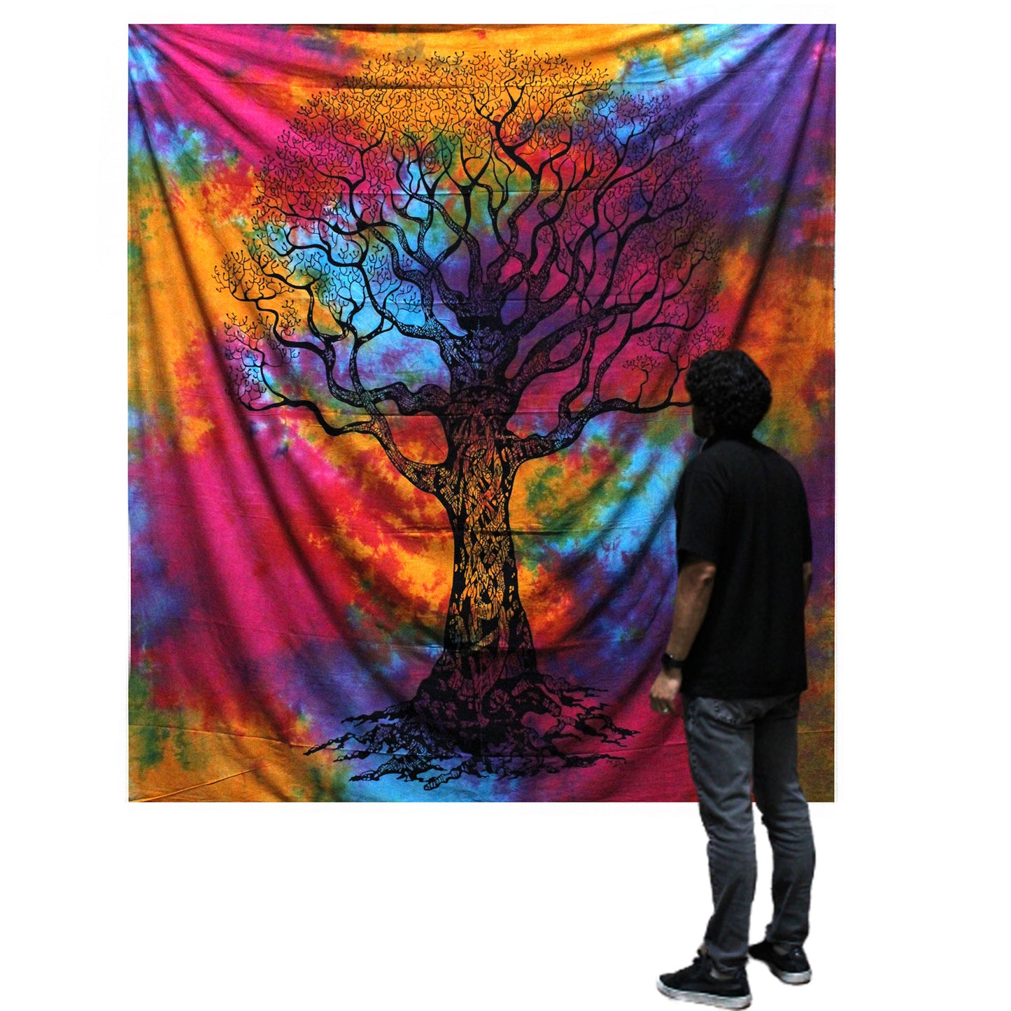 Double Cotton Bedspread & Wall Hanging - Winter Tree