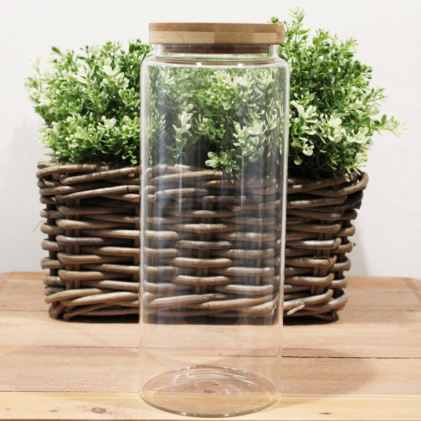 Cottage Bamboo Glass Jar - 25 cm