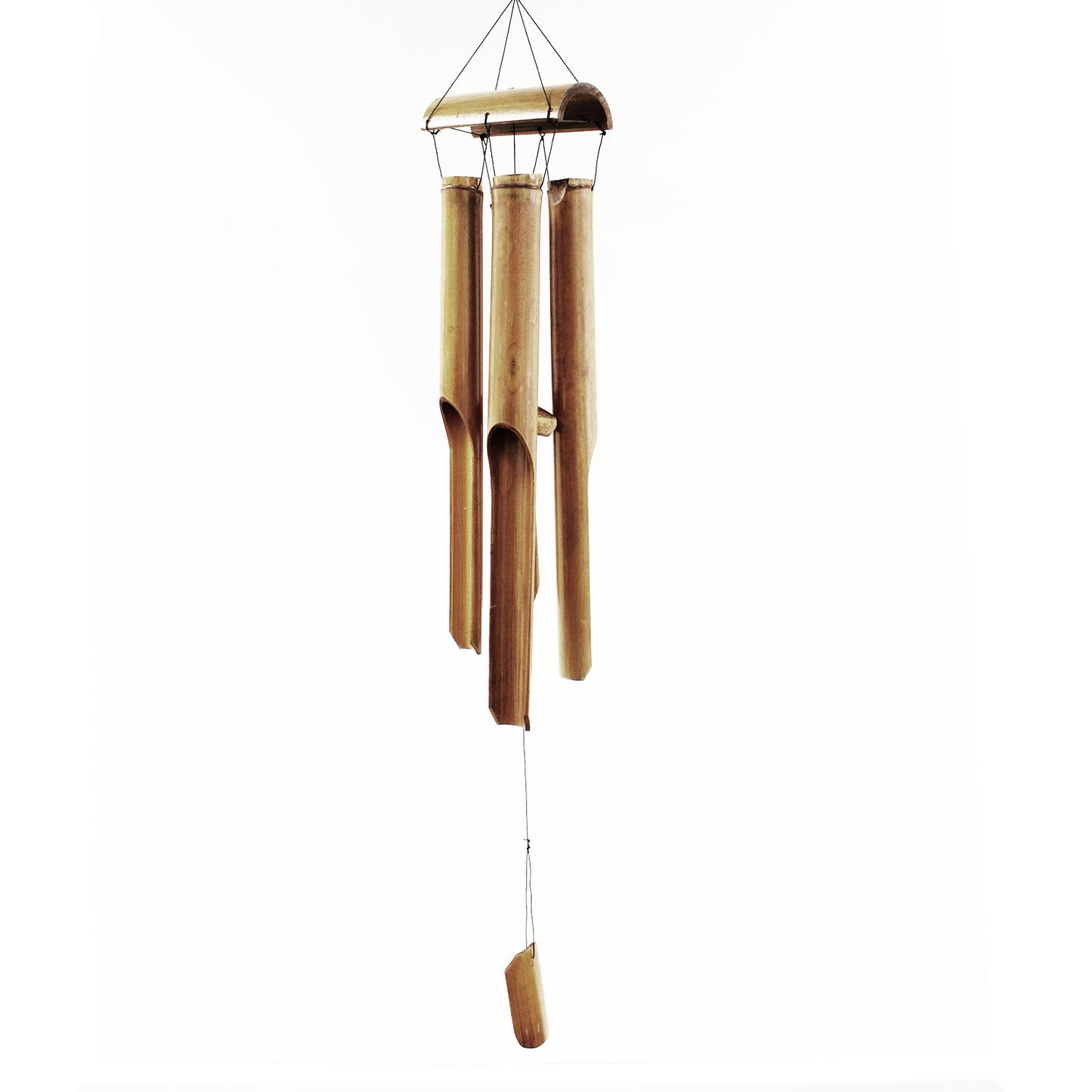 Natural Finish Bamboo Wind Chimes - 4 Large Tubes