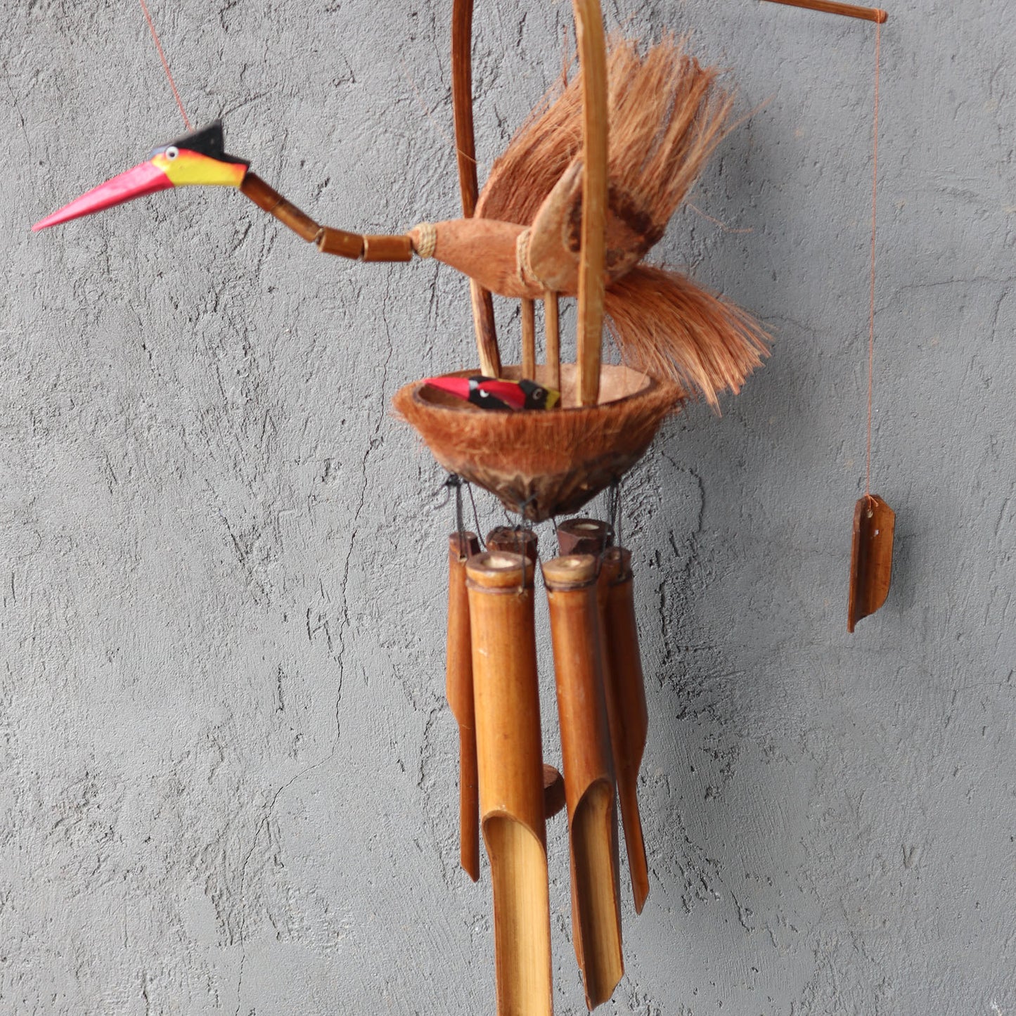 Natural Finish Bamboo Windchime - Mother & Chicks