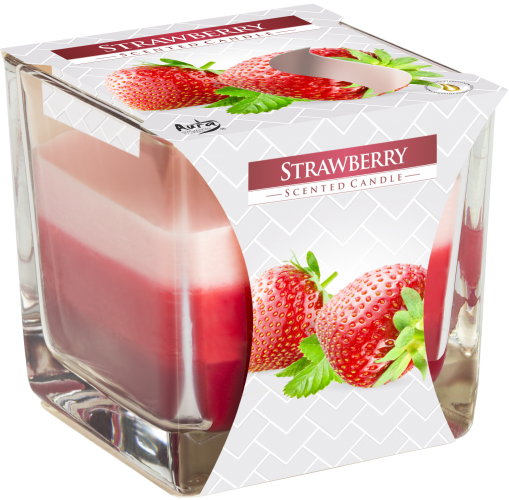 Rainbow Scented Candle in Square Glass Jar - Strawberry