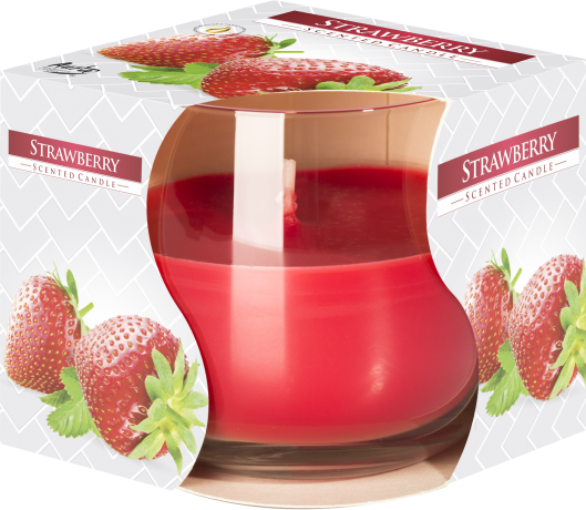 Scented Candle in Round Glass Jar - Strawberry