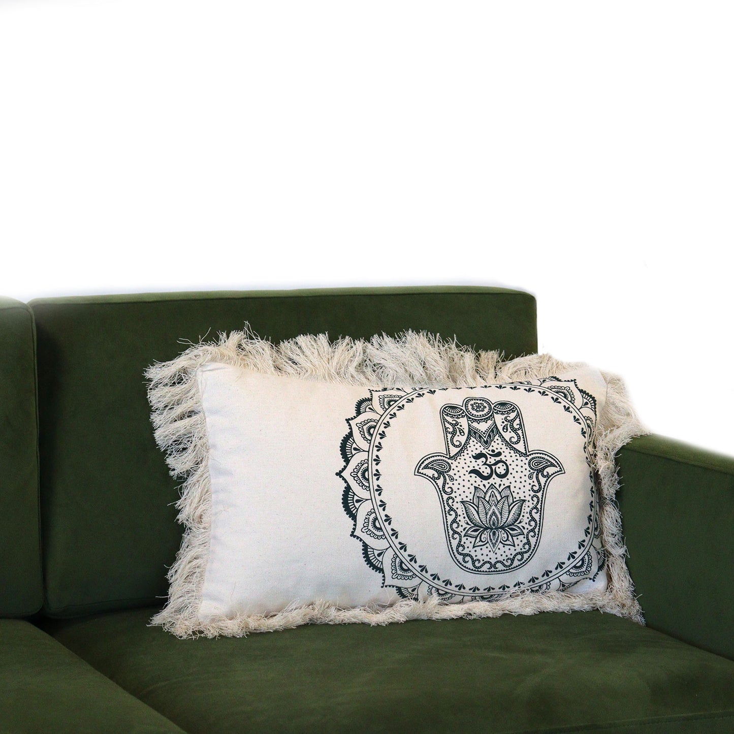Mandala Cushion Cover - Hamsa - Green - 30 x 50 cm
