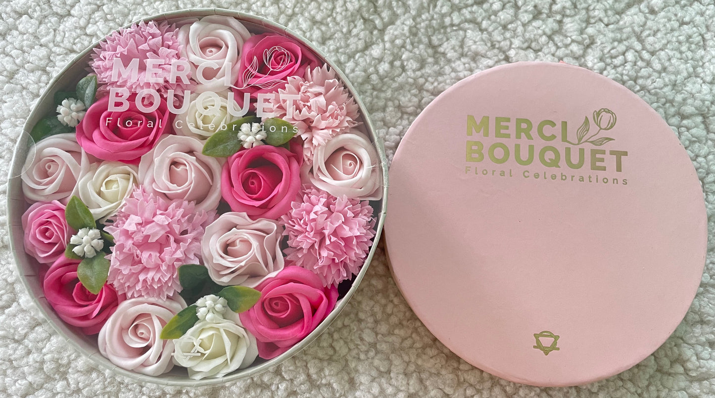 Baby Blessings Soap Flowers - Pinks in Round Box