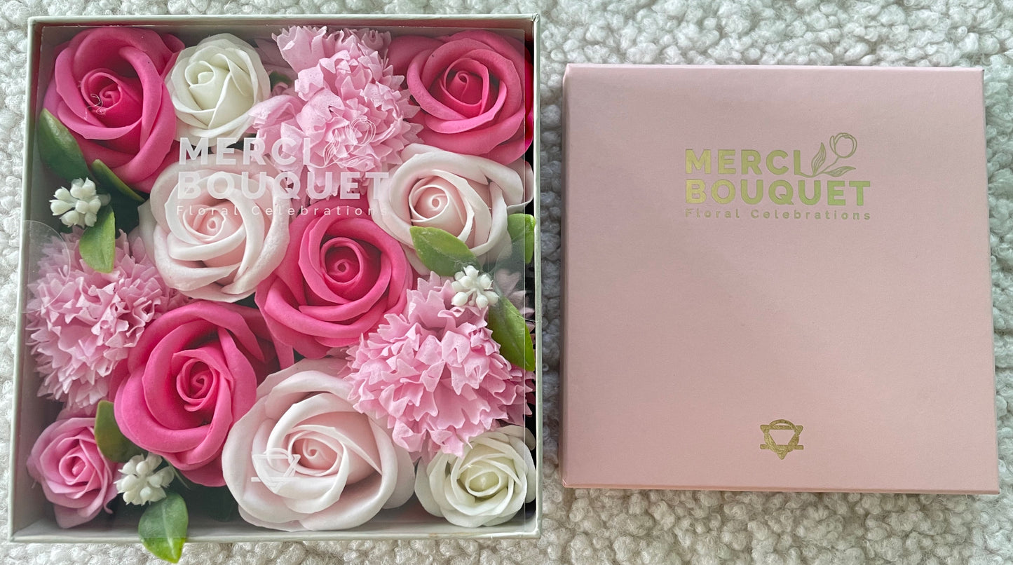 Baby Blessings Soap Flowers - Pinks in Square Box