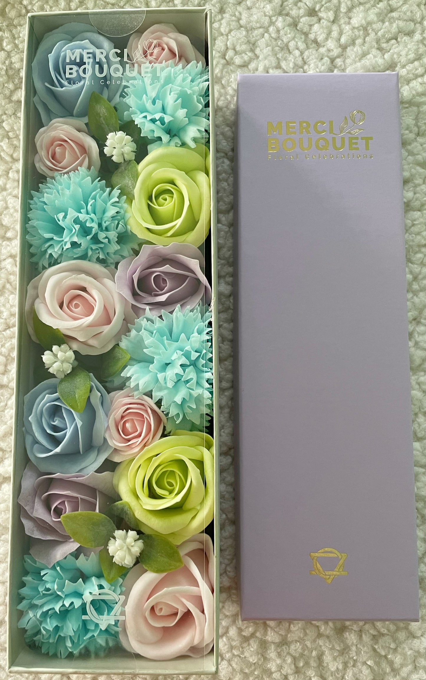 Baby Blessings Soap Flowers - Blues in Long Box