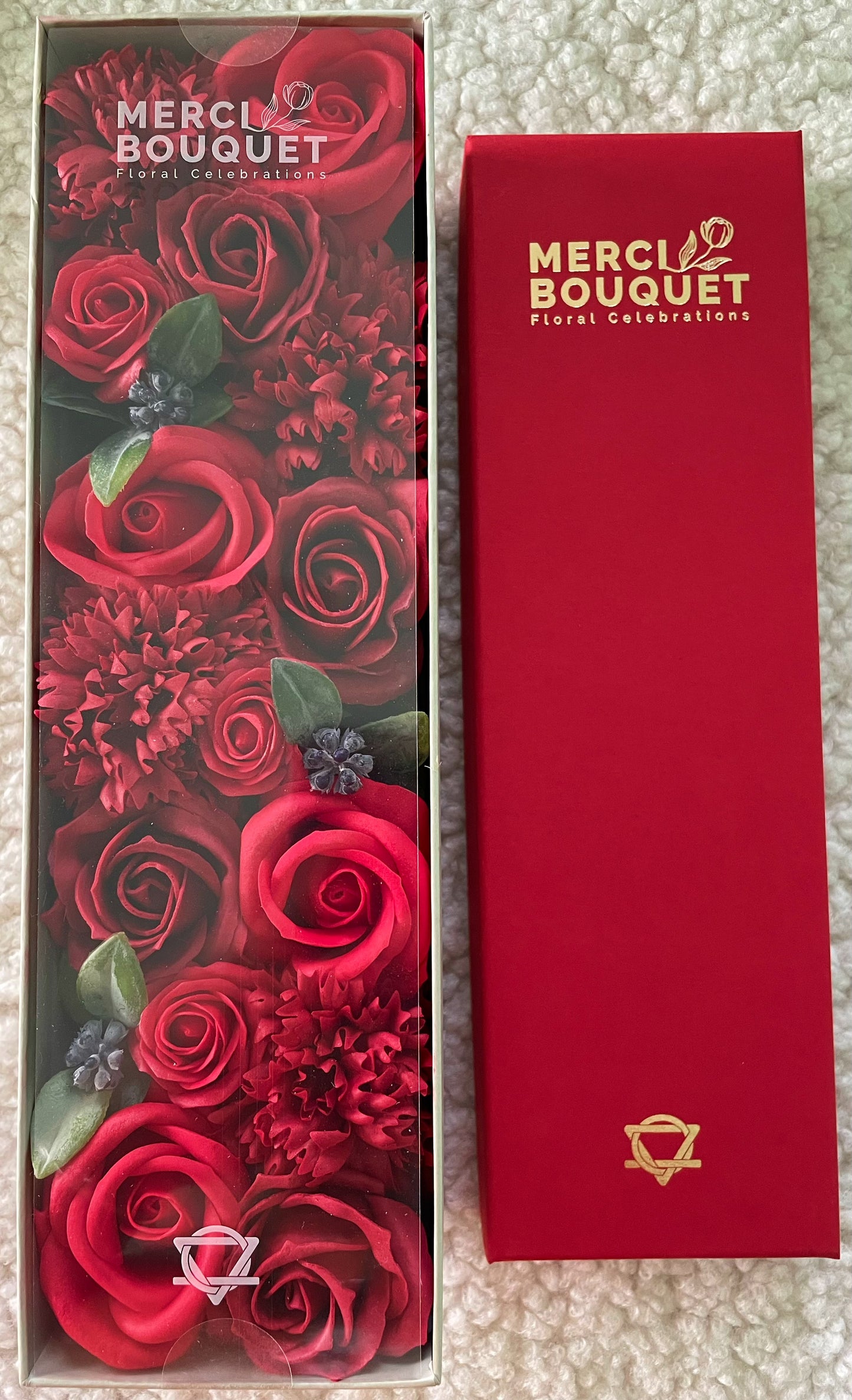 Classic Red Roses Soap Flowers - Long Box