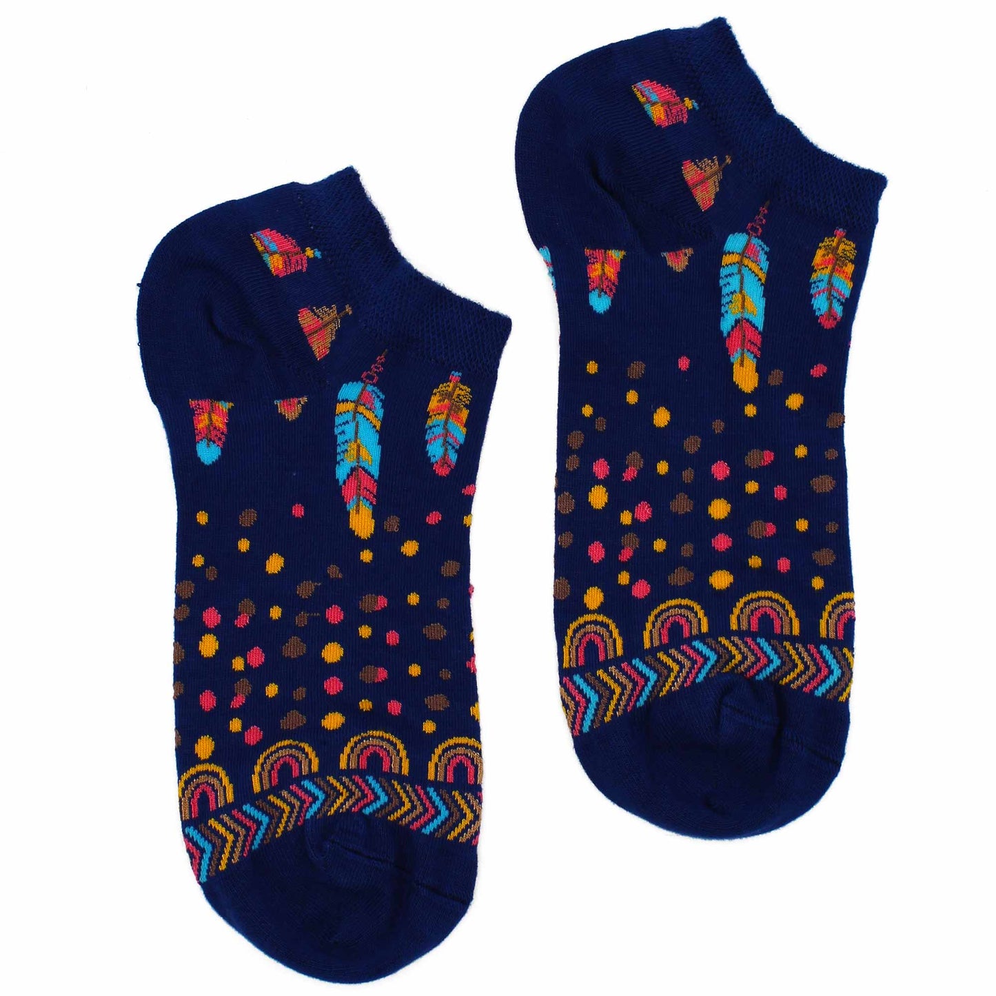 Hop Hare Bamboo Socks - Low Cut - Indian Feathers - Small / Medium (3.5 - 6.5)