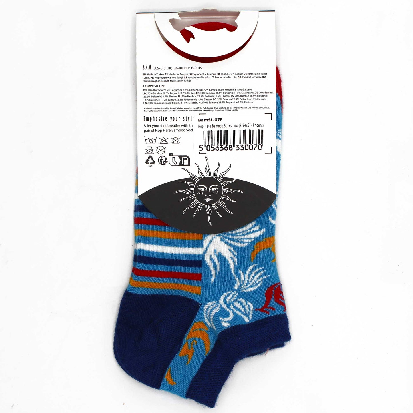Hop Hare Bamboo Socks - Low Cut - Phoenix - Medium / Large (7.5 - 11.5)