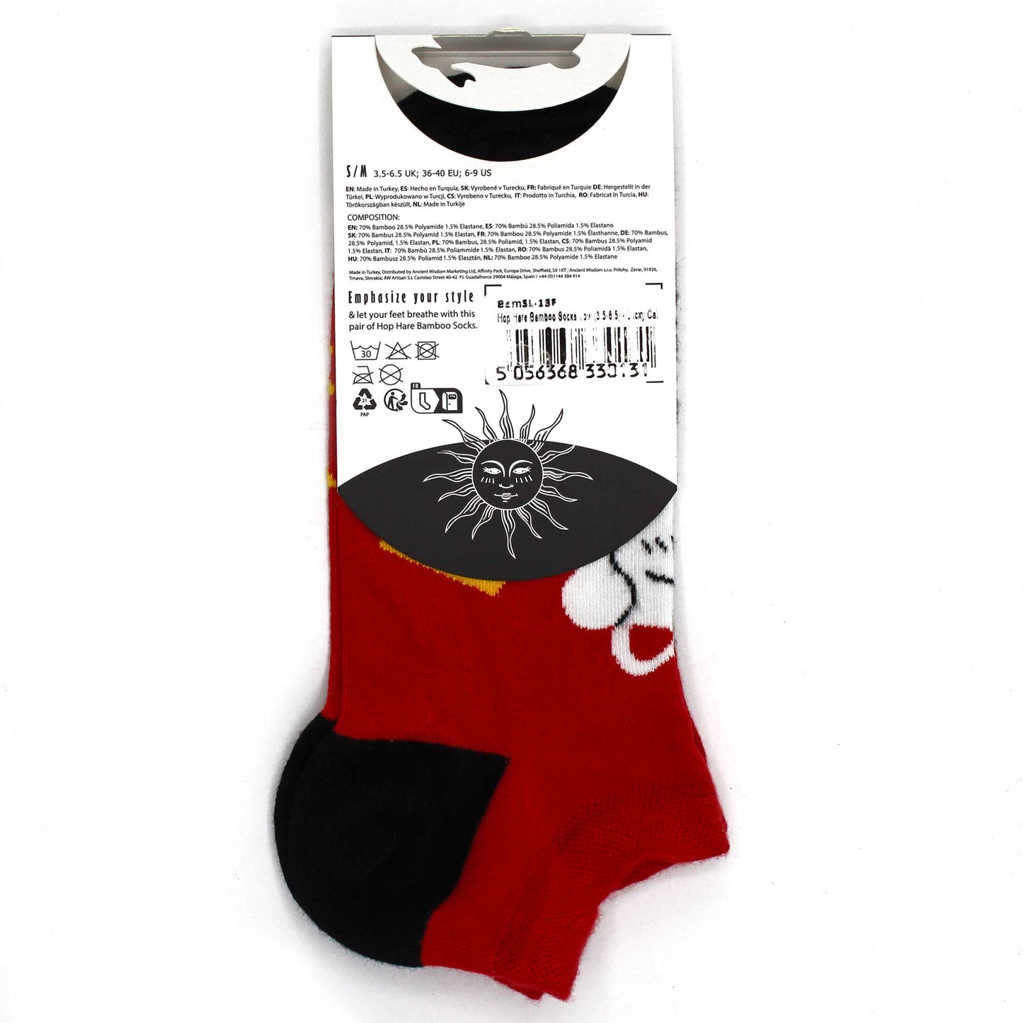 Hop Hare Bamboo Socks - Low Cut - Lucky Cat - Small / Medium (3.5 - 6.5)