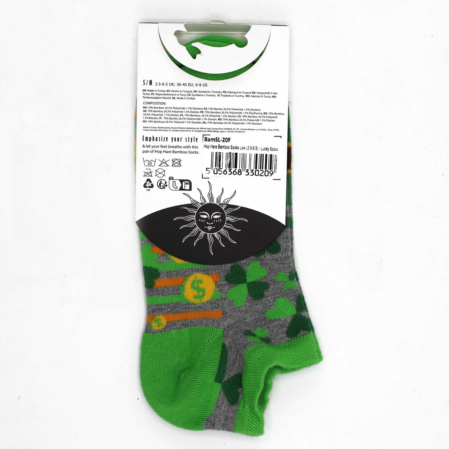 Hop Hare Bamboo Socks - Low Cut - Lucky Socks - Medium / Large (7.5 - 11.5)