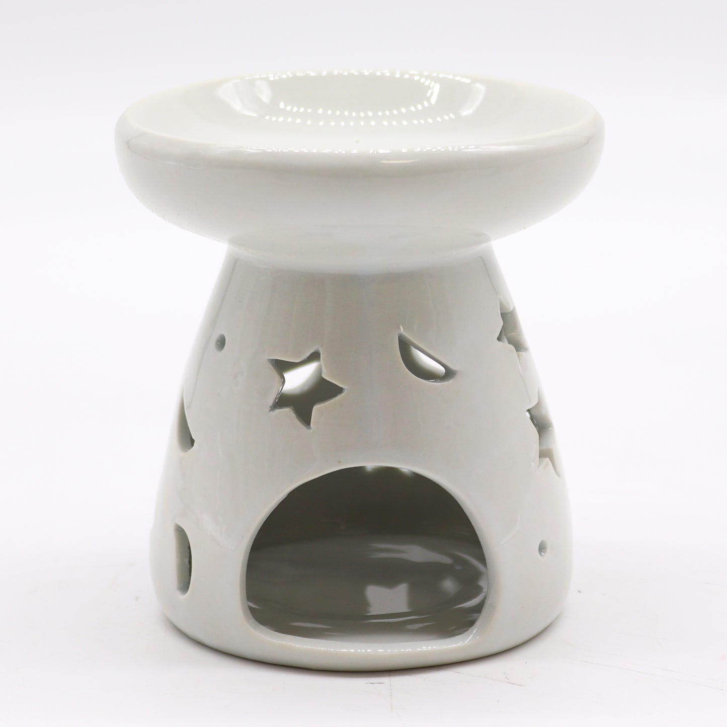 Classic White Oil Burner - Moon & Stars Cut-Out - Large