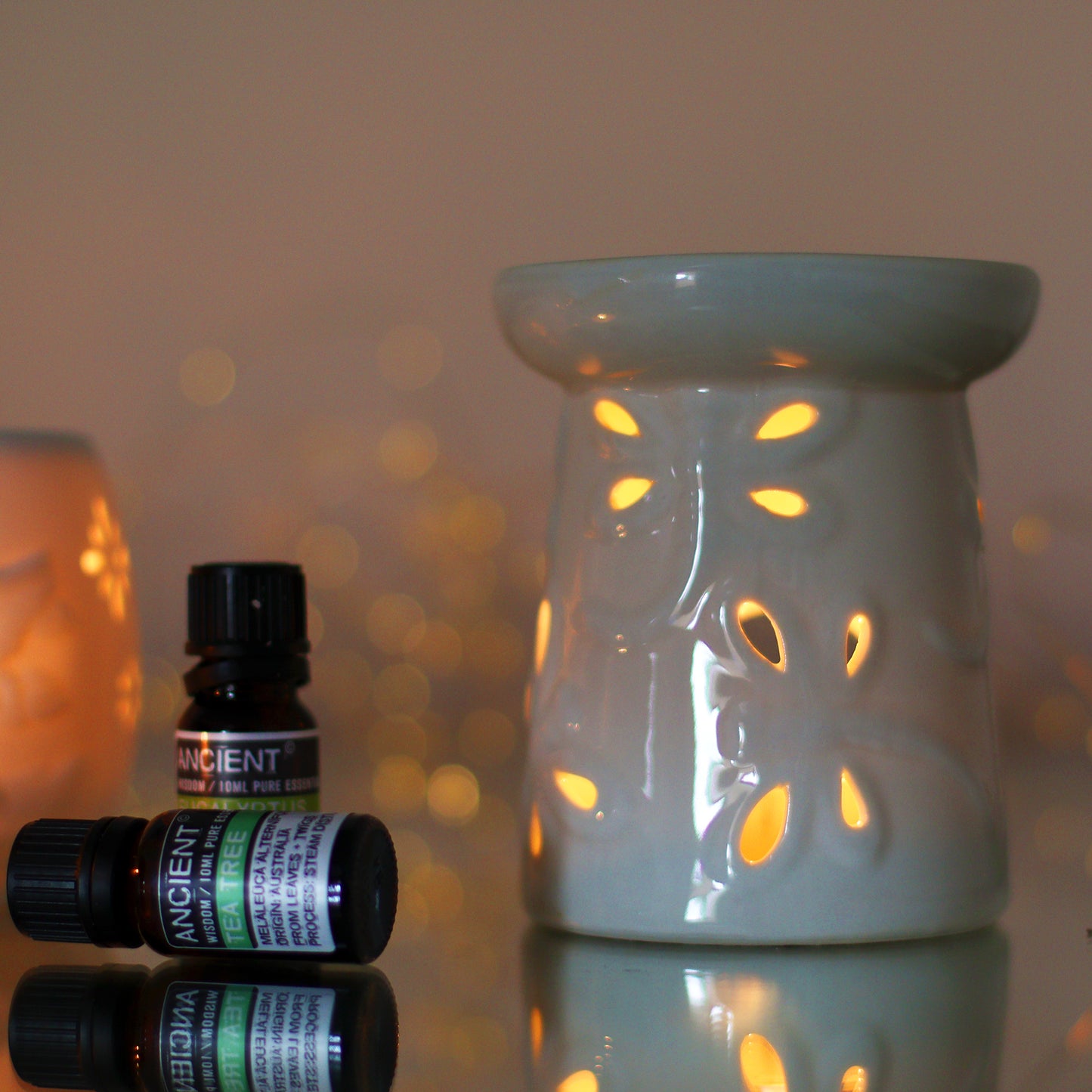 Classic White Oil Burner - Dragonfly Cut-Out