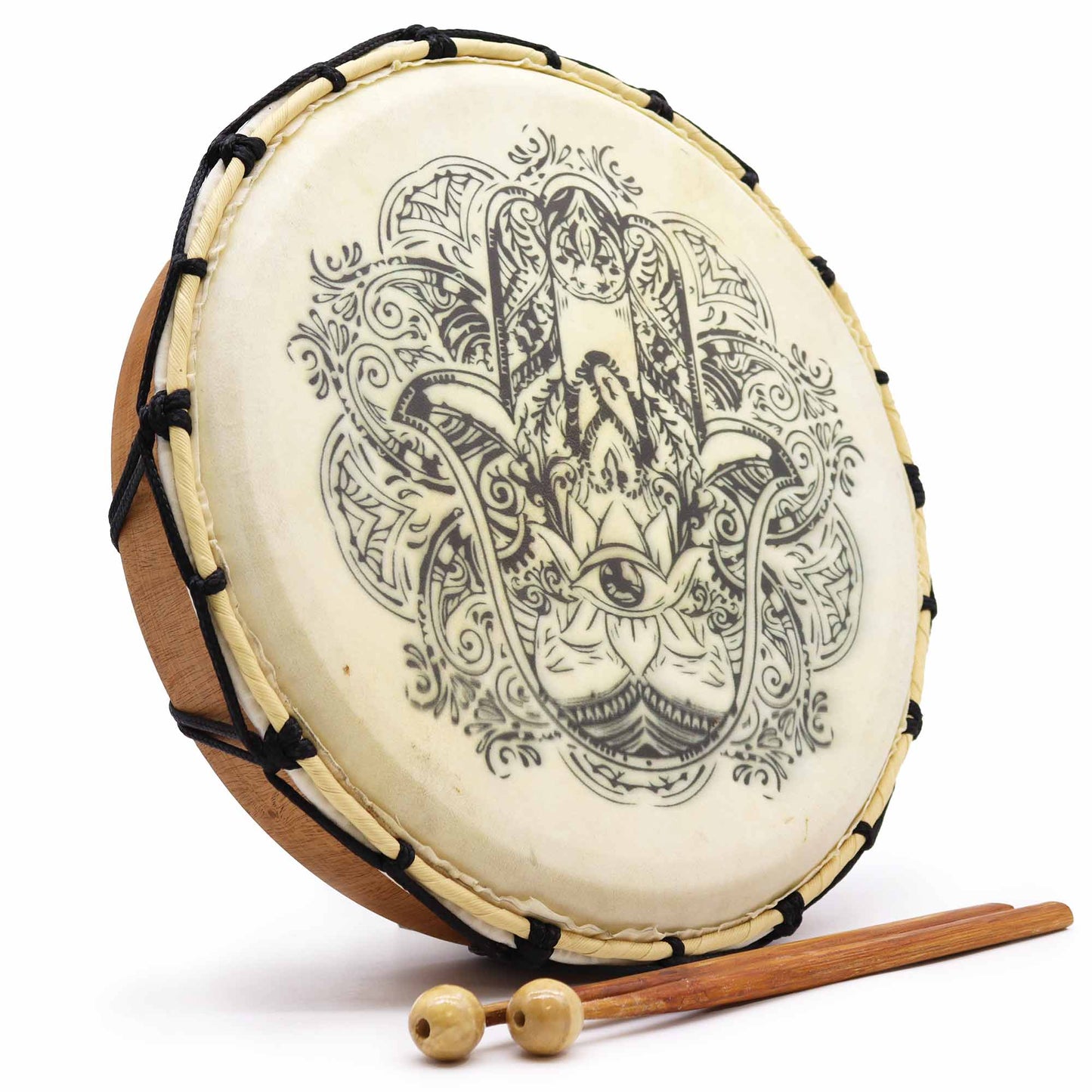 Shamanic Drum with Sticks - Hamsa - 30 cm