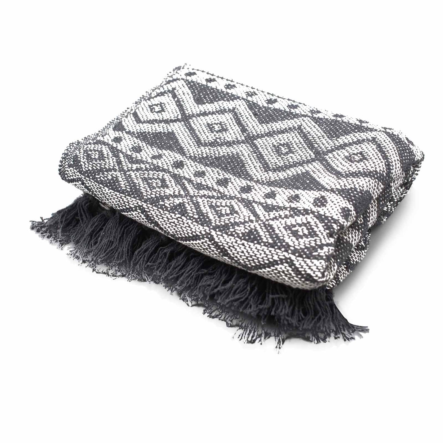 Boho Comfort Throw - 140 x 200 cm - Grey Geometric
