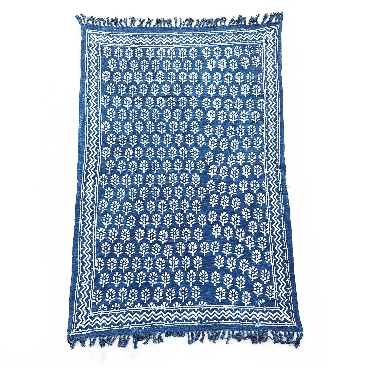 Handmade Indigo Throw - 170 x 120 cm - Chhota Flower