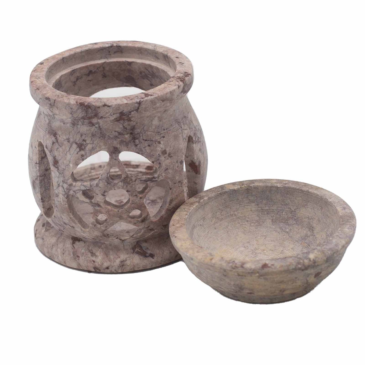 Soapstone Oil Burner - Three Moon Pentagon - Small - 8 cm