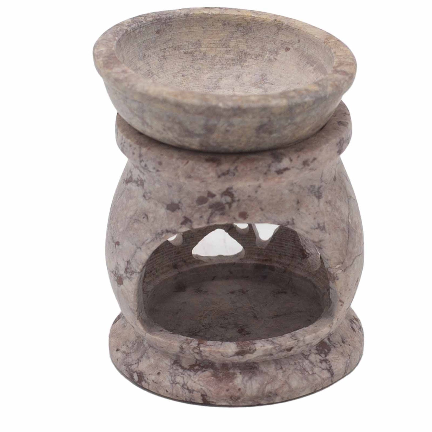 Soapstone Oil Burner - Three Moon Pentagon - Small - 8 cm