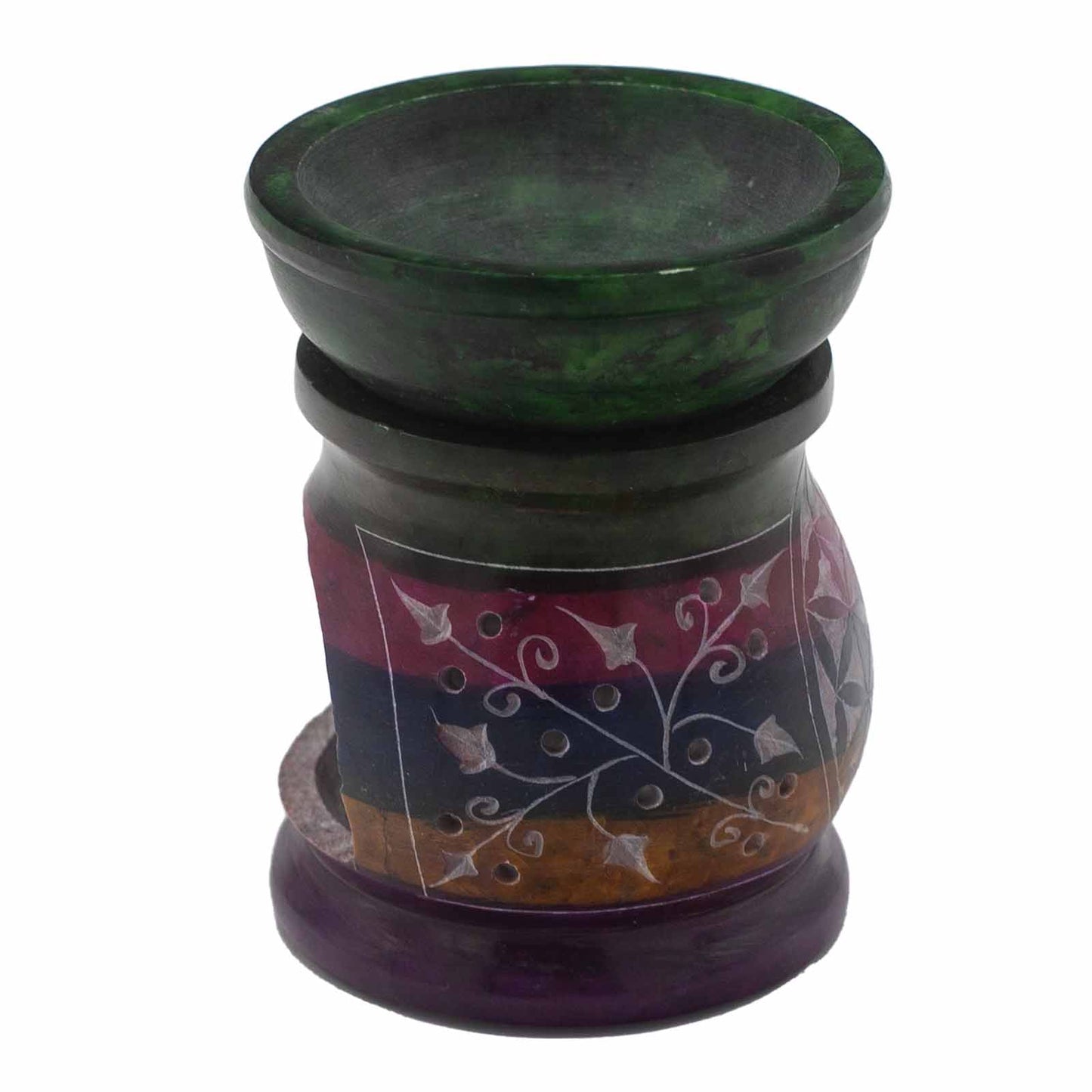 Soapstone Oil Burner - Five Colours - Flower of Life - 10 cm