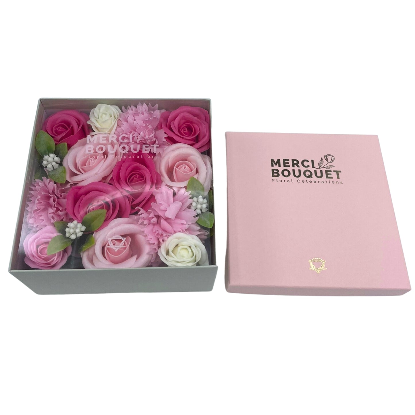Baby Blessings Soap Flowers - Pinks in Square Box