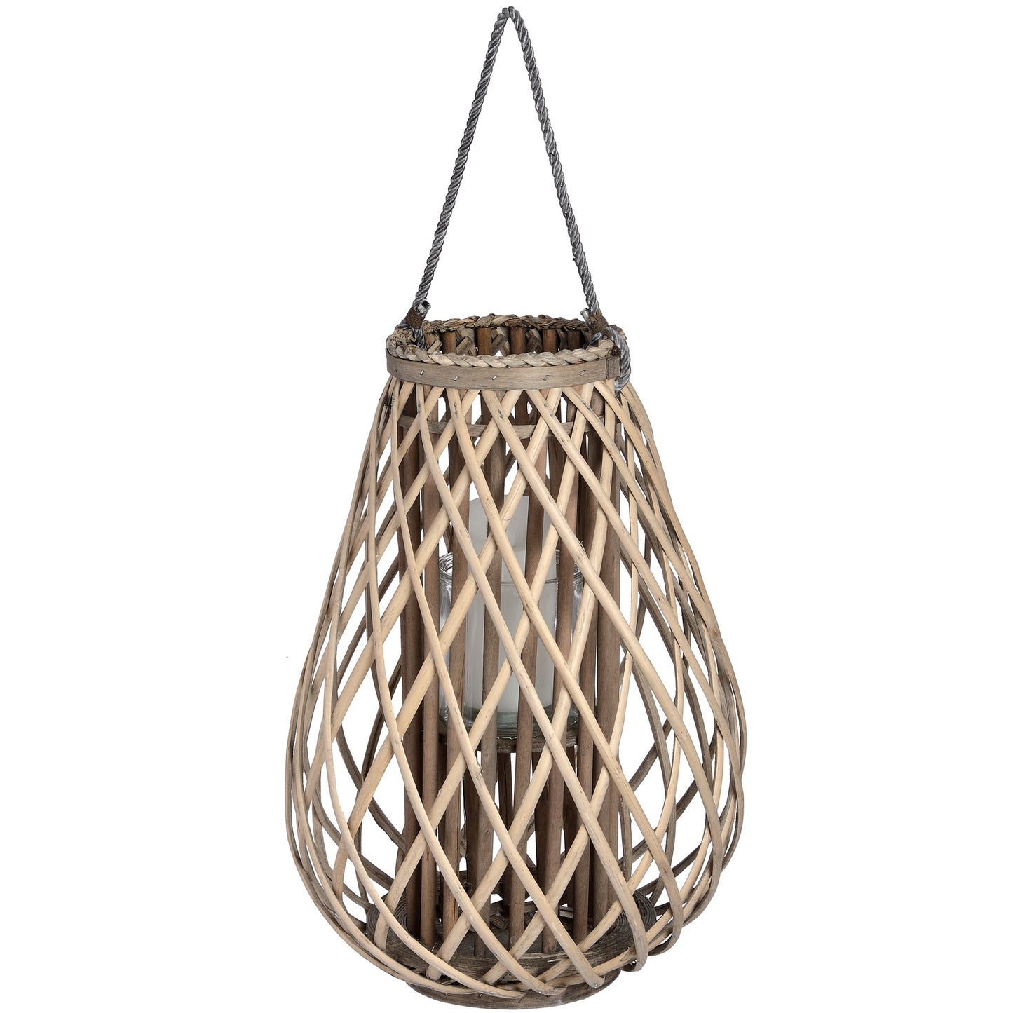 Wicker Bulbous Lantern - Large