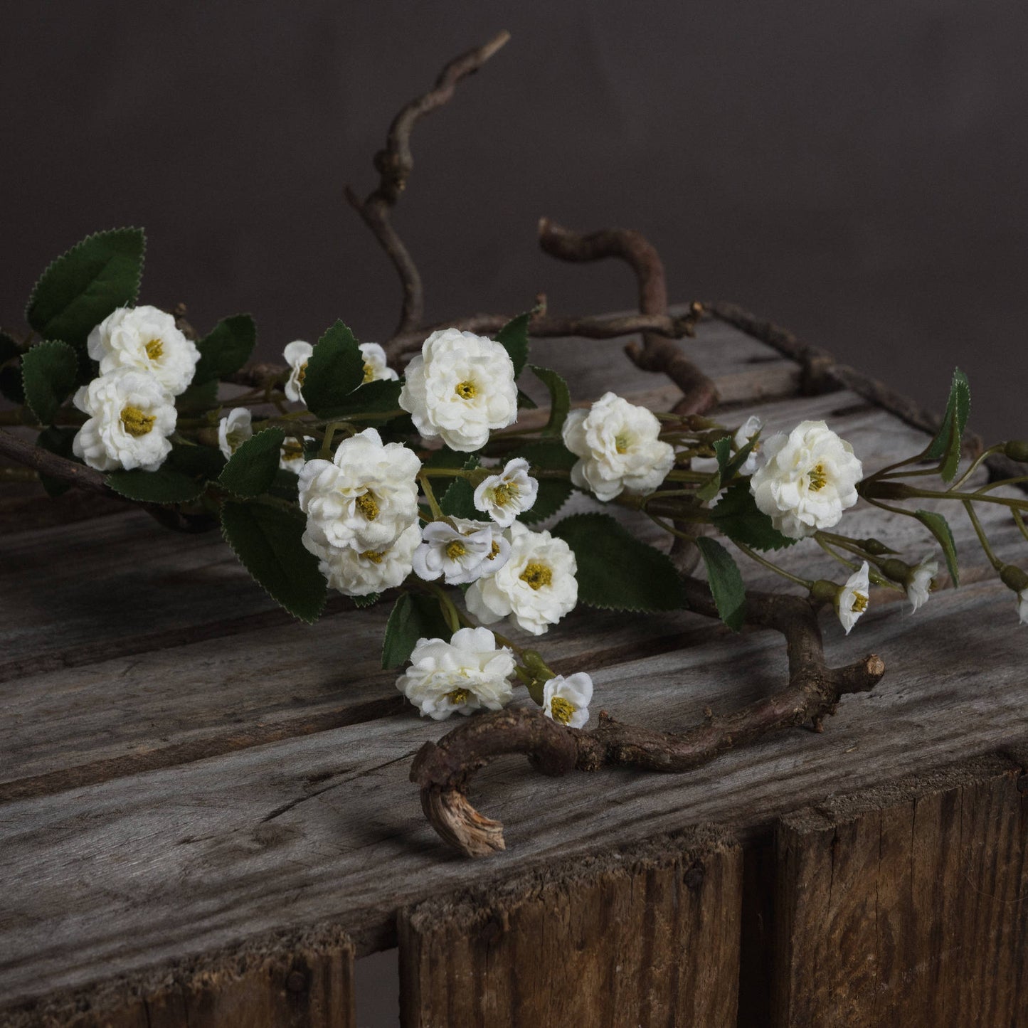 White Wild Meadow Rose Spray