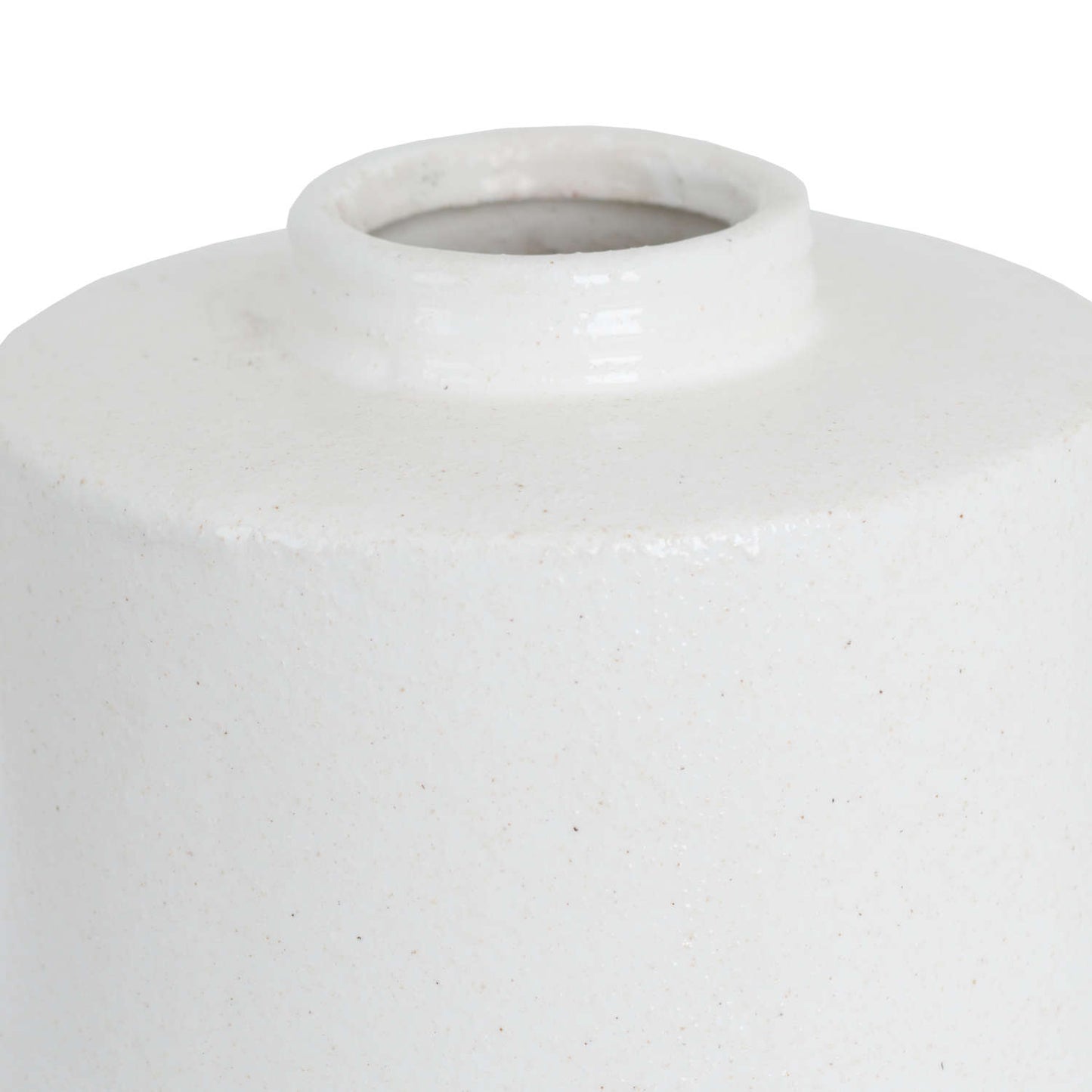 White With Grey Detail Cylindrical Ceramic Vase - Large