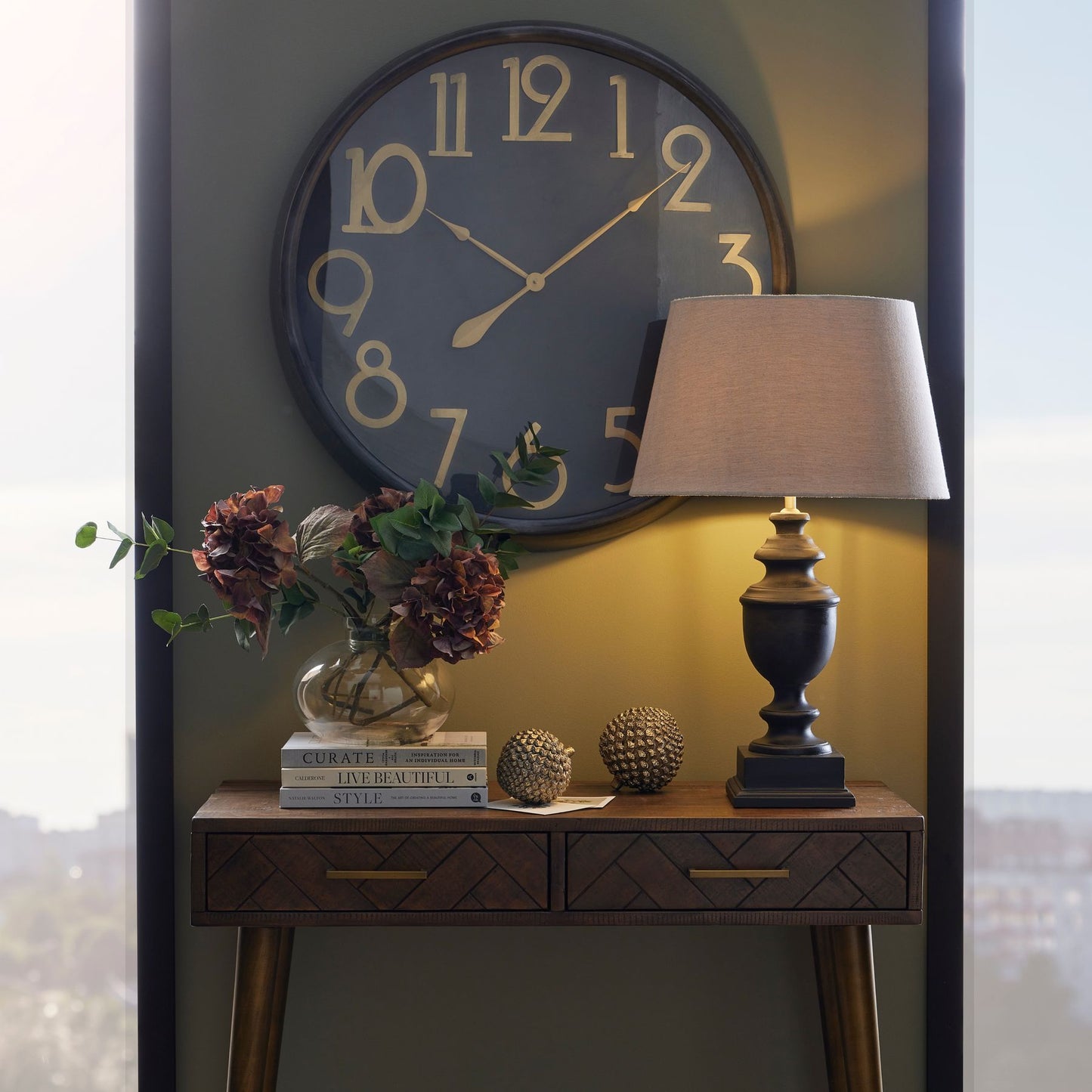 Soho Brass And Black Clock - Large
