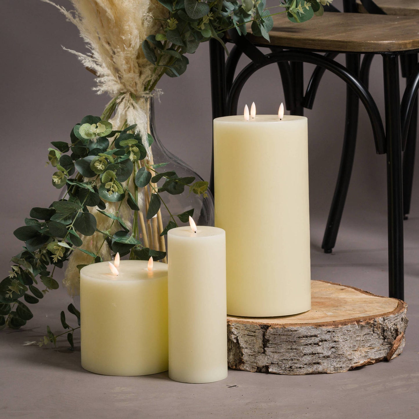 Luxe Collection Natural Glow LED Cream Candle - 3 x 8 inch