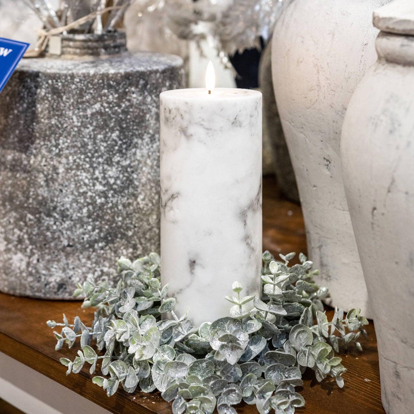 Luxe Collection Natural Glow Marble Effect LED Candle - 3 x 6 inch