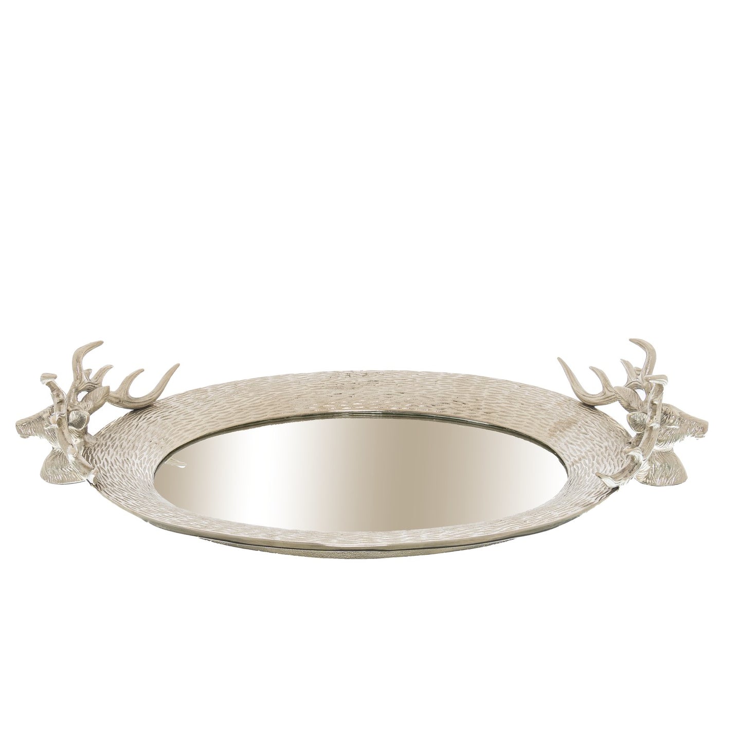 Mirrored Tray With Stag Heads - Large
