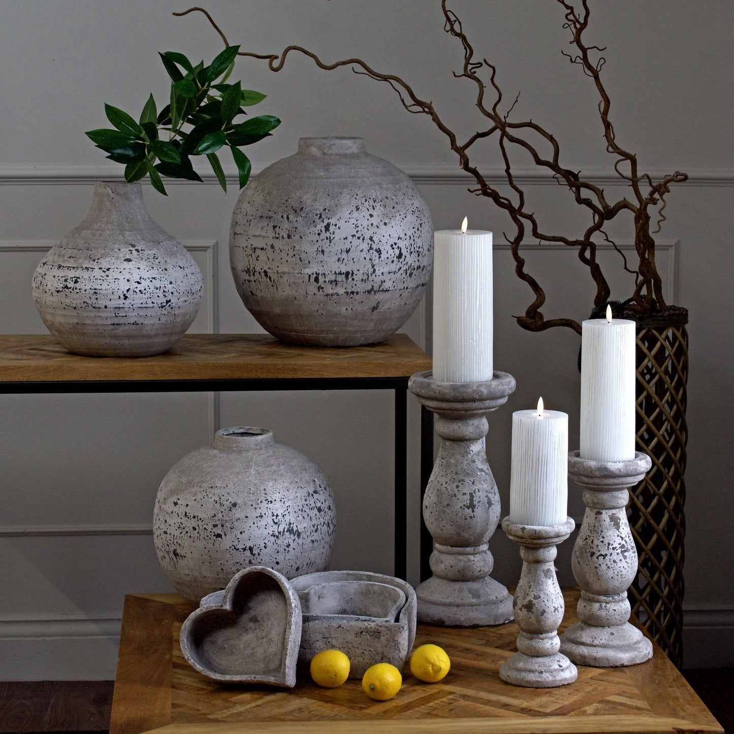 Stone Ceramic Candle Holder - Small