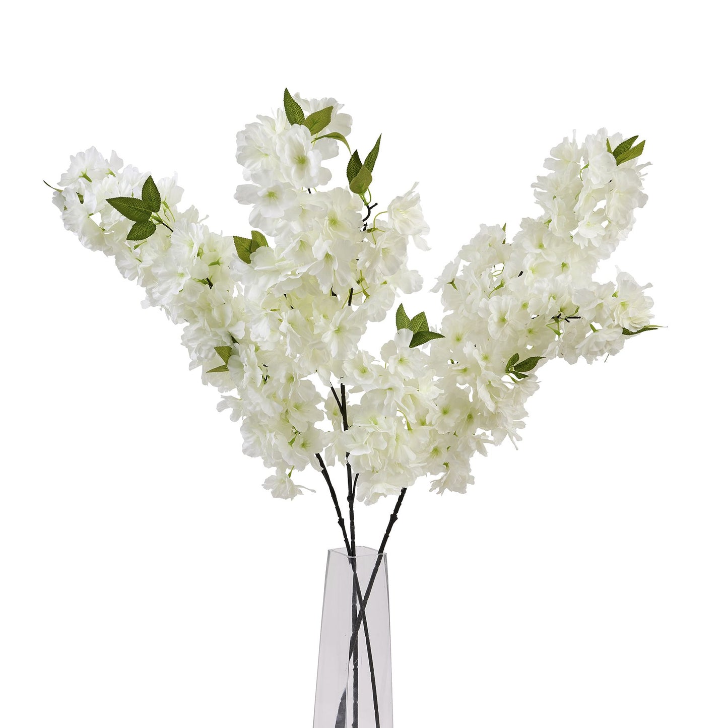 White Full Cherry Blossom Stem - Large