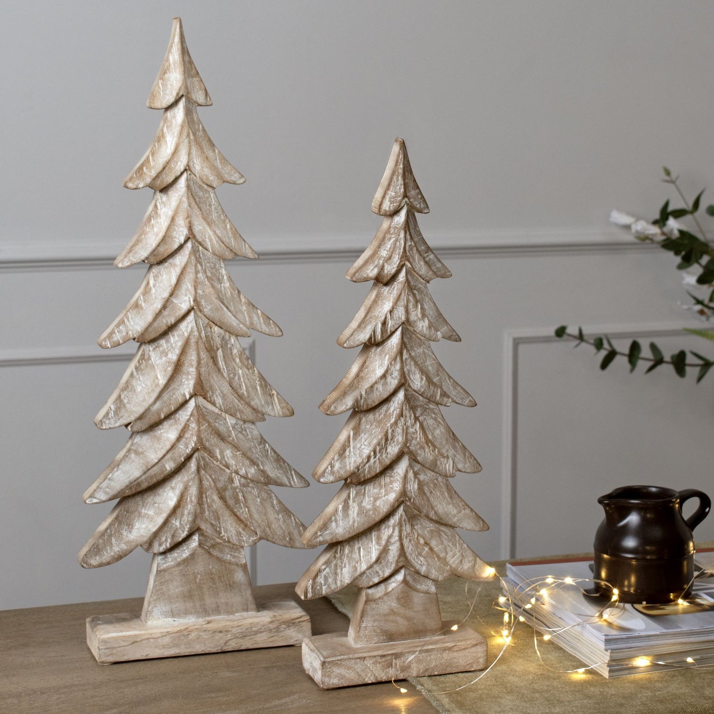 Carved Wood Christmas Tree - Large