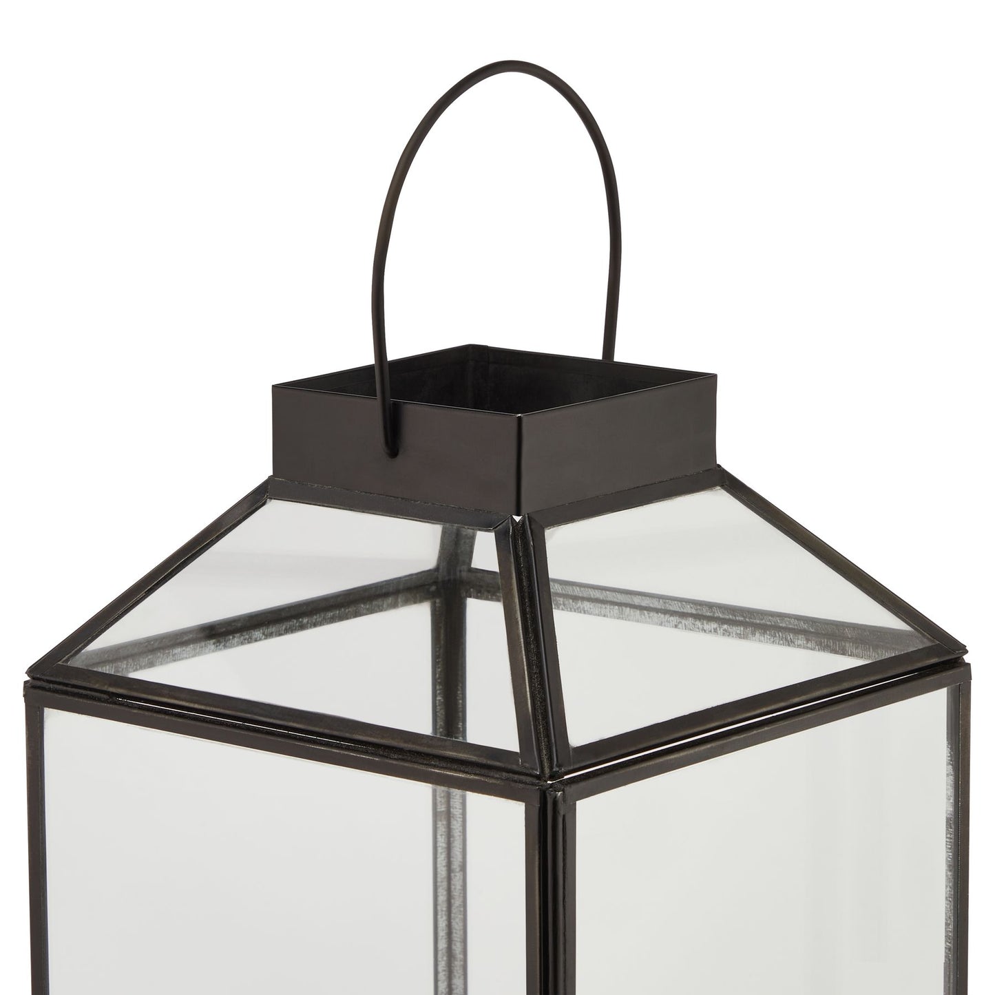 Glass Top Black Lantern - Large