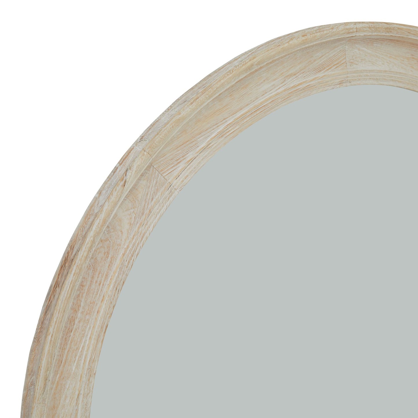 Washed Wood Round Framed Mirror - Large