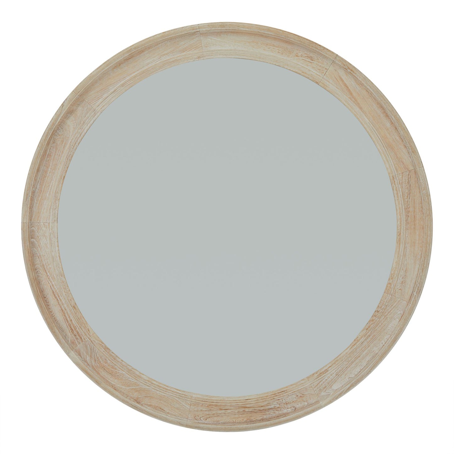 Washed Wood Round Framed Mirror - Large
