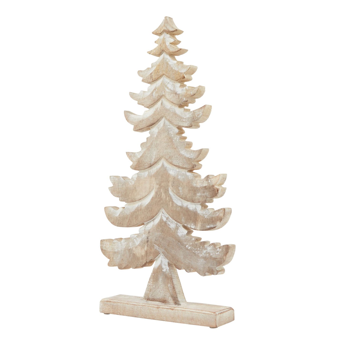 White Wash Collection Wooden Tiered Tree Decoration - Large