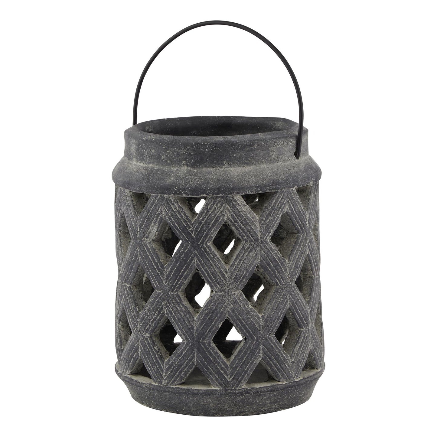 Amalfi Grey Lattice Lantern - Large