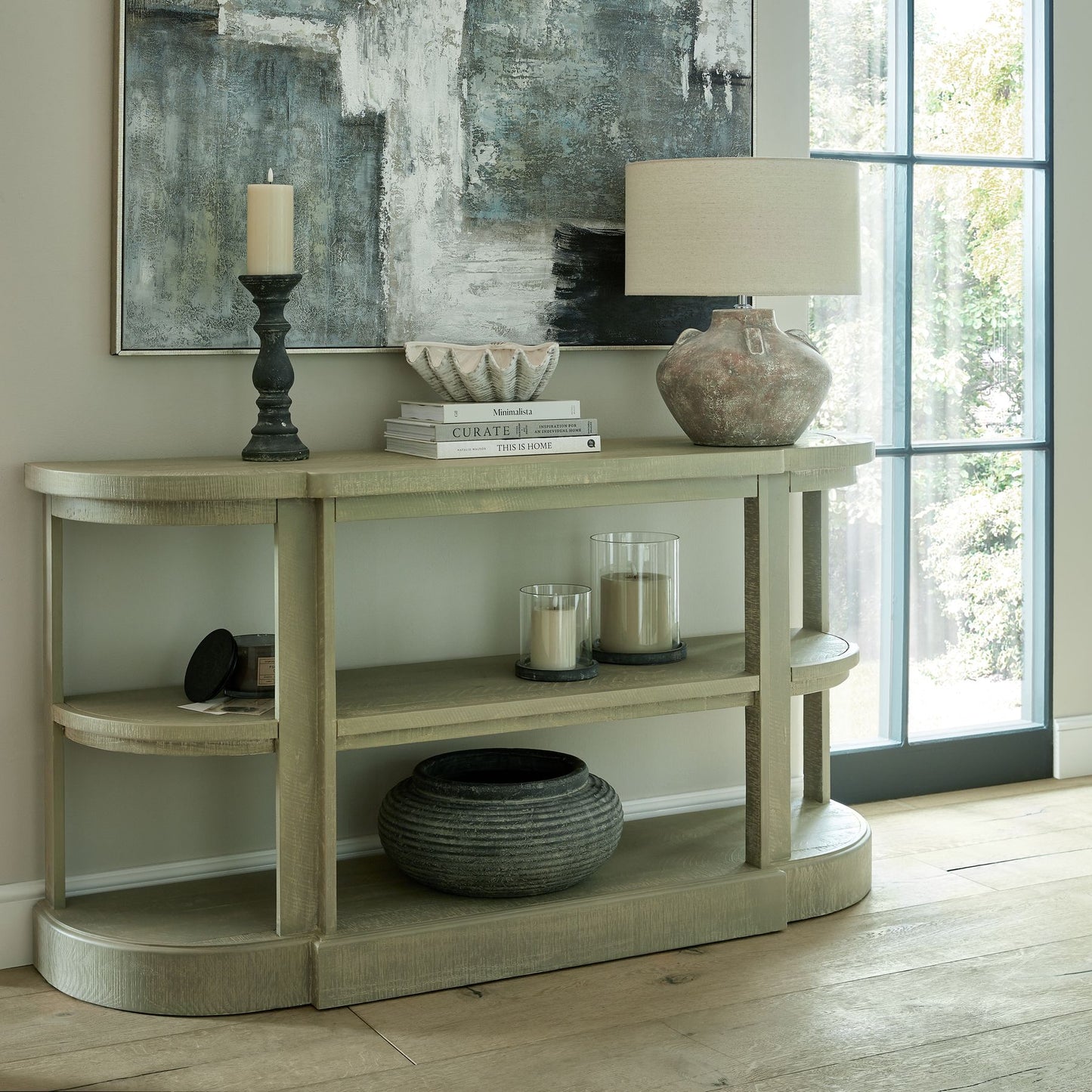 Amalfi Grey Hurricane Lantern - Large