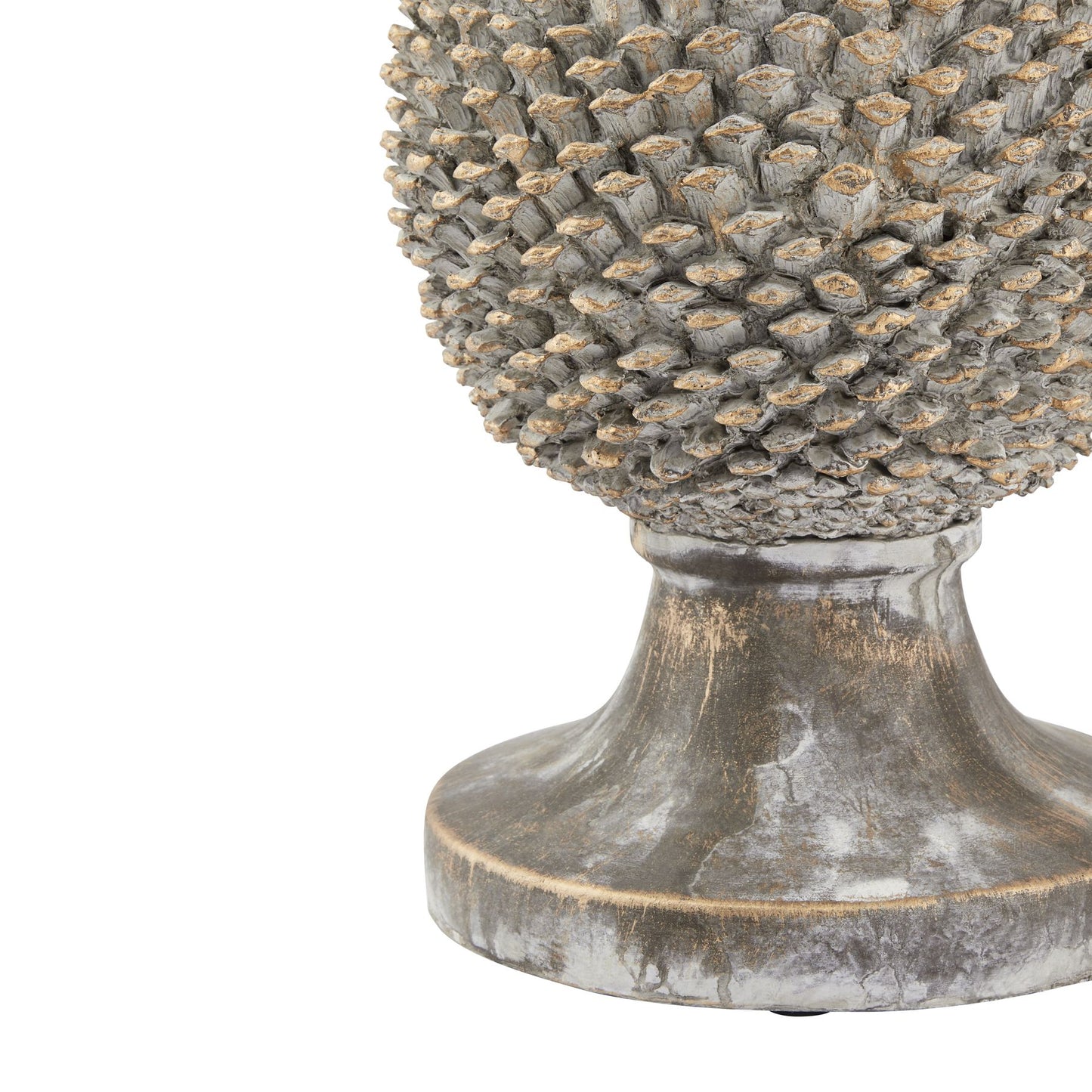 Stone Effect Pinecone Ornament With Gold Accents - Large