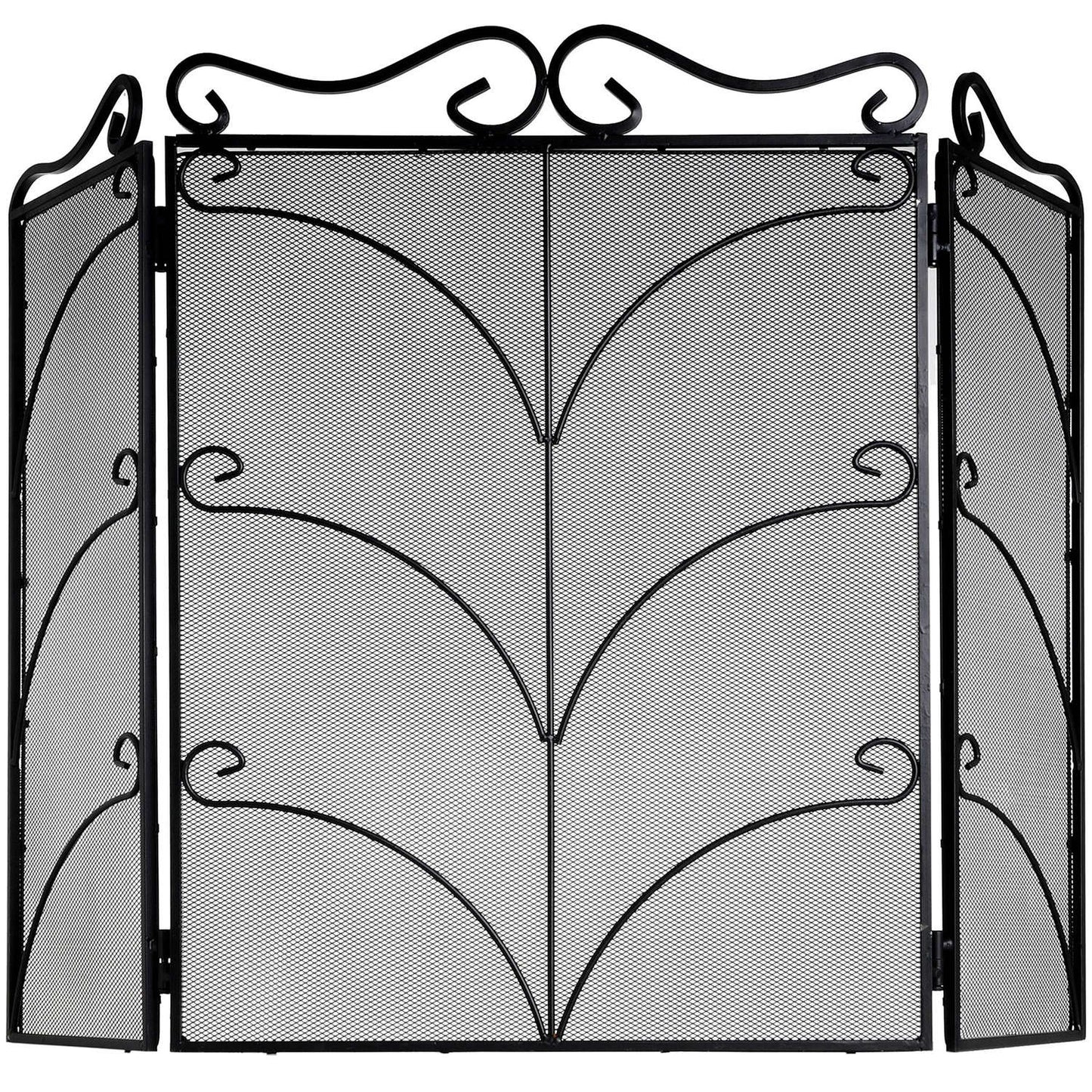 Heavy Black Ornate Fire Screen - Large