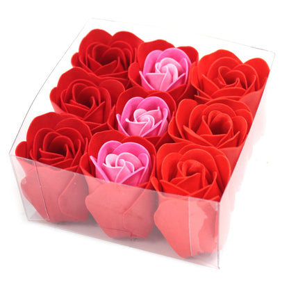 Luxury Soap Flowers - Set of 9 - Red Roses